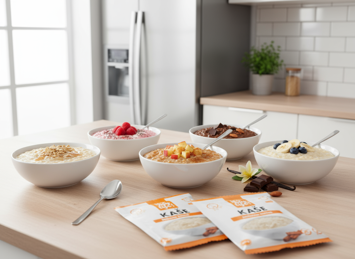 A_visually_appealing_image_of_a_mix_of_five_different_types_of_porridges_in_a_modern_kitchen_setting